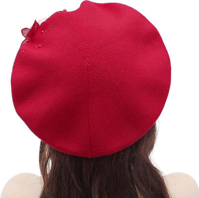 ZLYC Womens French Beret hat, Reversible Solid Color Mosaic Warm Beret Cap for Girls - Image 3